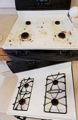 Before and after of my stove top (I warned you it was bad! Lol)