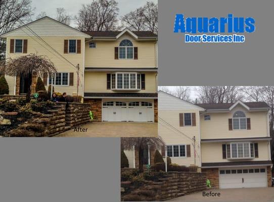 Before-and-after garage door installation from Aquarius!