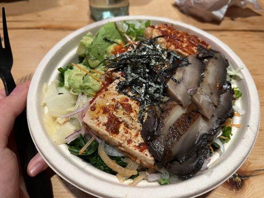 Spicy Tofu and Braised Portobello Mushroom Poke