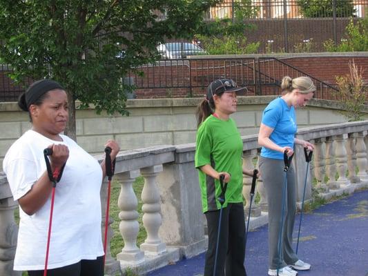 Outdoor Boot Camp Class working Abs, legs, core, strength, agility and more 4 days a week.