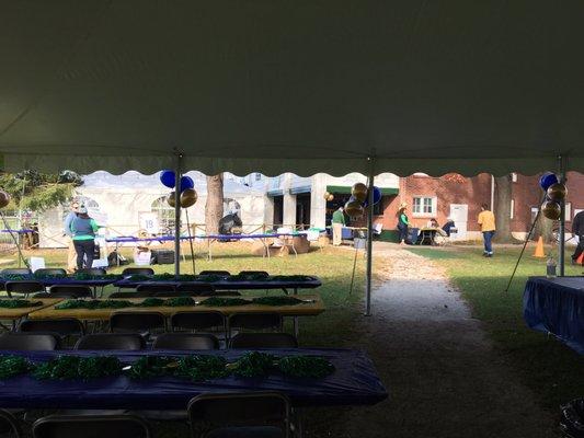 Tent setup and view of entrance