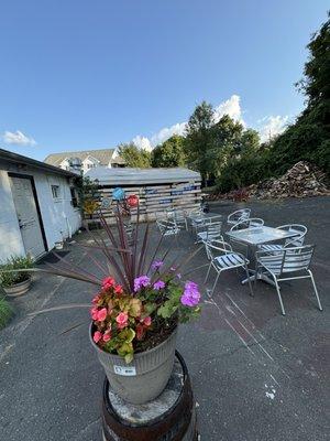 Charming outside seating perfect for a September afternoon