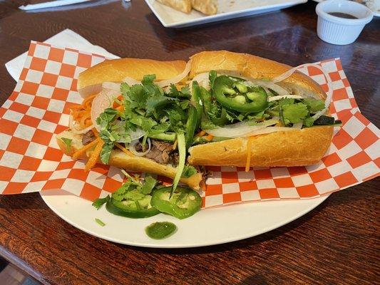 BBQ beef sandwich.Banh Mi Thit Bo