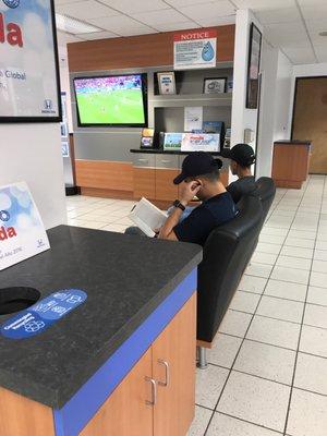 Convenient waiting room with vending machines