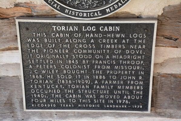 Plaque about the Torian Cabin