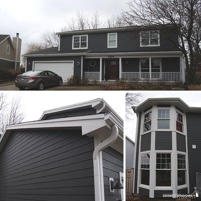 James hardie siding and soffit fascia, Marvin windows, installed in Naperville, IL