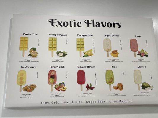 The flavor menu