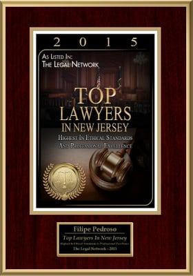 Managing Attorney Filipe Pedroso has been ranked as TOP LAWYER IN NEW JERSEY by The Legal Network.