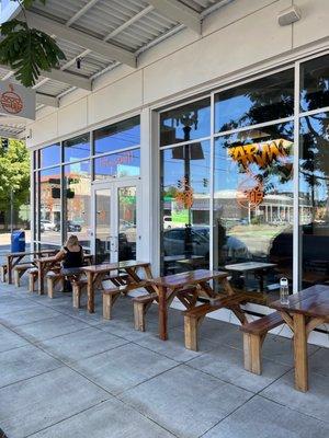 Front entrance and out door dining