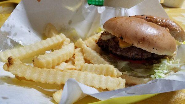 Cheeseburger and fries