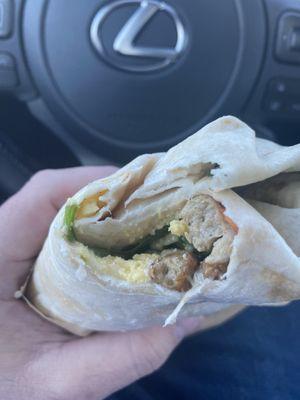 Burrito - sausage & spinach