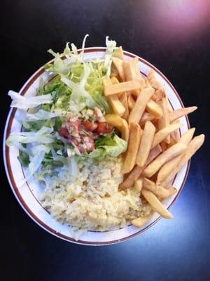 Side Condiments for Fajitas - 2 Stars - Fries? And awful instant rice cost the entree a star.