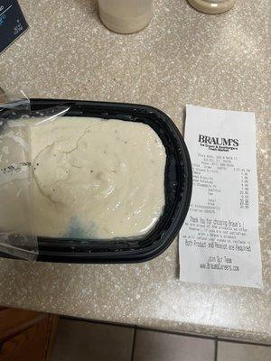 Bob Evan's mashed potatoes with receipt.