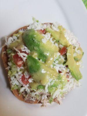 Tostadas are so good. I like how the meat is shredded and the veggies are finely chopped. It makes it easy to eat.