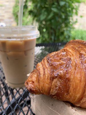 Iced Coffee and plain croissant