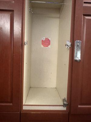 The locker door is broken