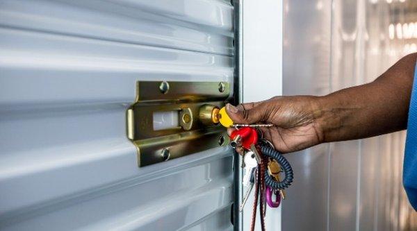 Secure cylinder locks on all doors at West Coast Self-Storage Daly City