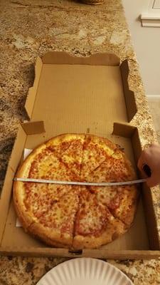 My pizza was yummy and exactly 10 inches as promised.