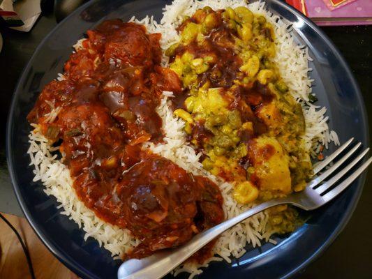 To-go vegetable korma and vegetable Manchurian with a side of tamarind chutney added on provides us with an excellent time as usual