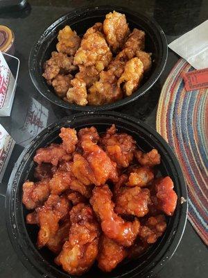 Top - Large Honey Chicken Entree  Bottom - Large Spicy Orange Chicken Entree