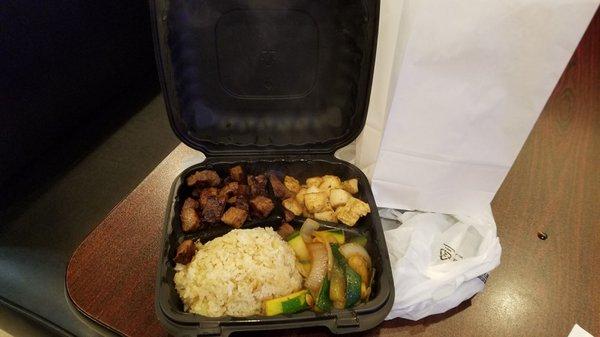 Hibachi steak and chicken the fried rice