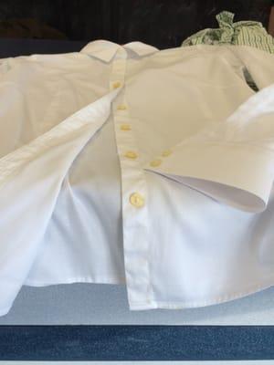 Colvin Cleaners White shirt with sateen finish stripped off.