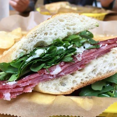 Michelle's favorite: Tuscan salami, parm, arugula, and truffle butter. Enough said.