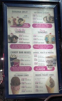 Ice Cream Menu