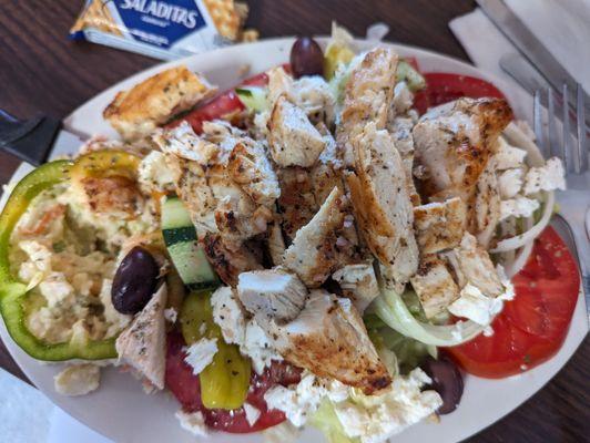 6oz grilled Chicken on Greek salad.