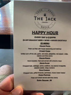 Happy hour menu