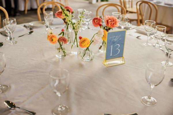 bud vases as centerpiece