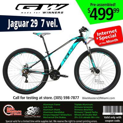 $499 JAGUAR 29" GW - 7 VEL DB MECHANIC MLO YEAR 2021