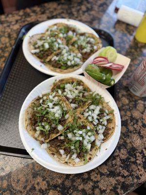 8 carne asada tacos  very yummy very deliciousio highly recommended