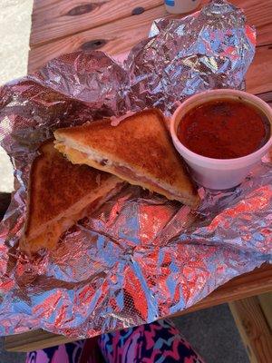 All American Melt with Homemade Tomato Soup dip. Delicious!