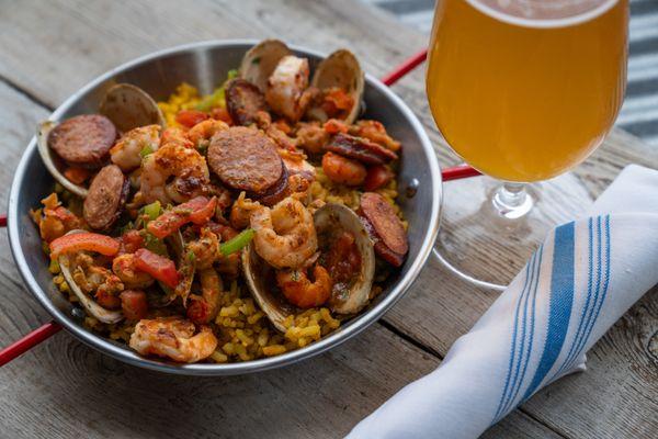 South Front Tavern's Bayou Paella
Shrimp, Clams, Andouille Sausage, Crawfish, Saffron, Bomba Rice