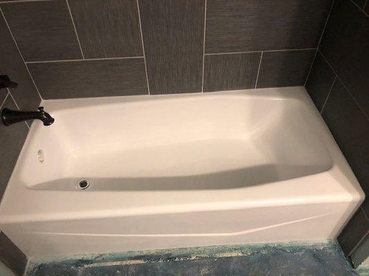 Refinished tub by professional technician