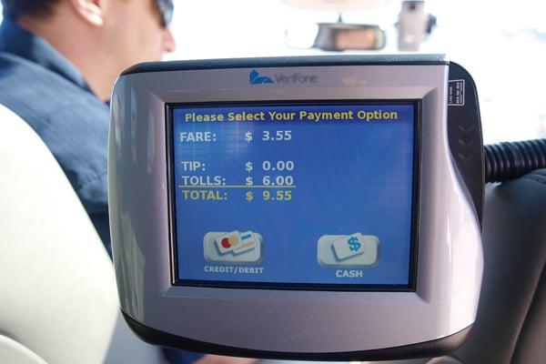 Credit Card Terminals inside every taxi. Yes we accept all major credit cards.