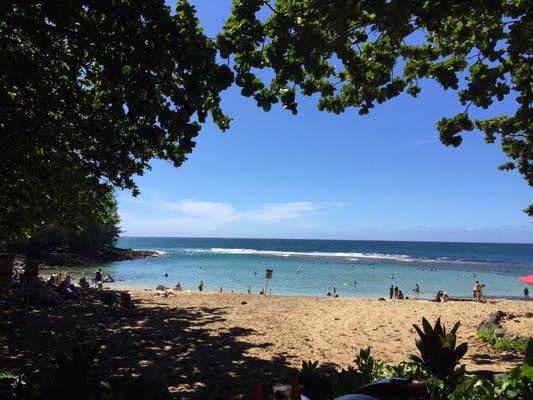 The beach at the end of the road in Hanalei Bay