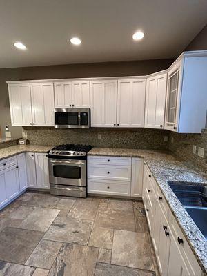 Oak Cabinet transformation in Modest White