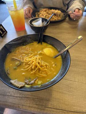 Curry ramen and hibachi chicken.