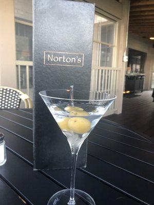 Gin martini with blue cheese olives