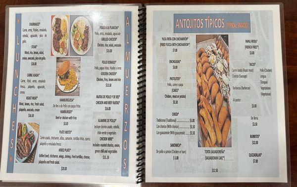 Menu, pages 2 and three