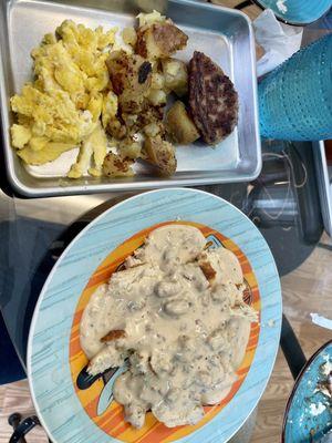 Biscuits and gravy breakfast