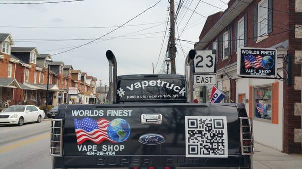 If you see the Vape Truck out and about take a picture, upload to facebook or twitter and receive 10% off your purchase.