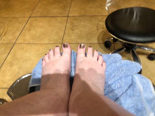 Getting a much needed pedicure