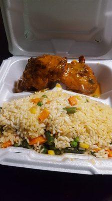 Vegetable rice Hennessey wings