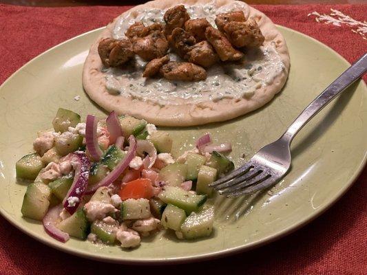 Chicken Tzatziki with cucumber feta salad