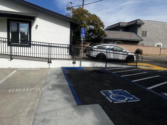 Disability parking  in the front along with the ramp for wheelchairs!