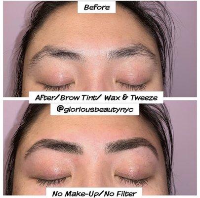 Brow Tint/Shaping performed by Victoria