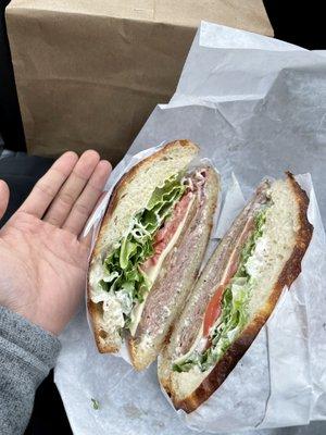 Roast Beef sandwich-- impeccably flavored and textured, fresh and light, huge